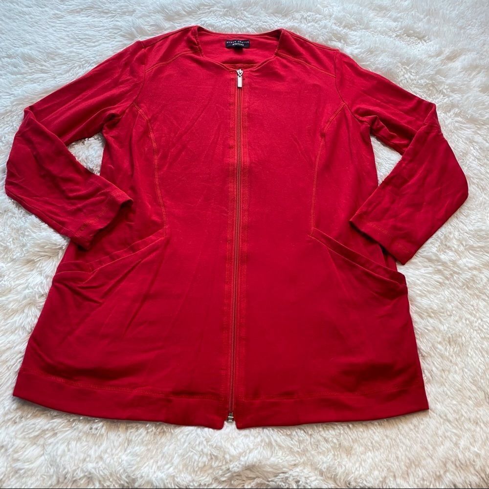Susan Graver Weekend Red Zip Front Jacket, Size Small
